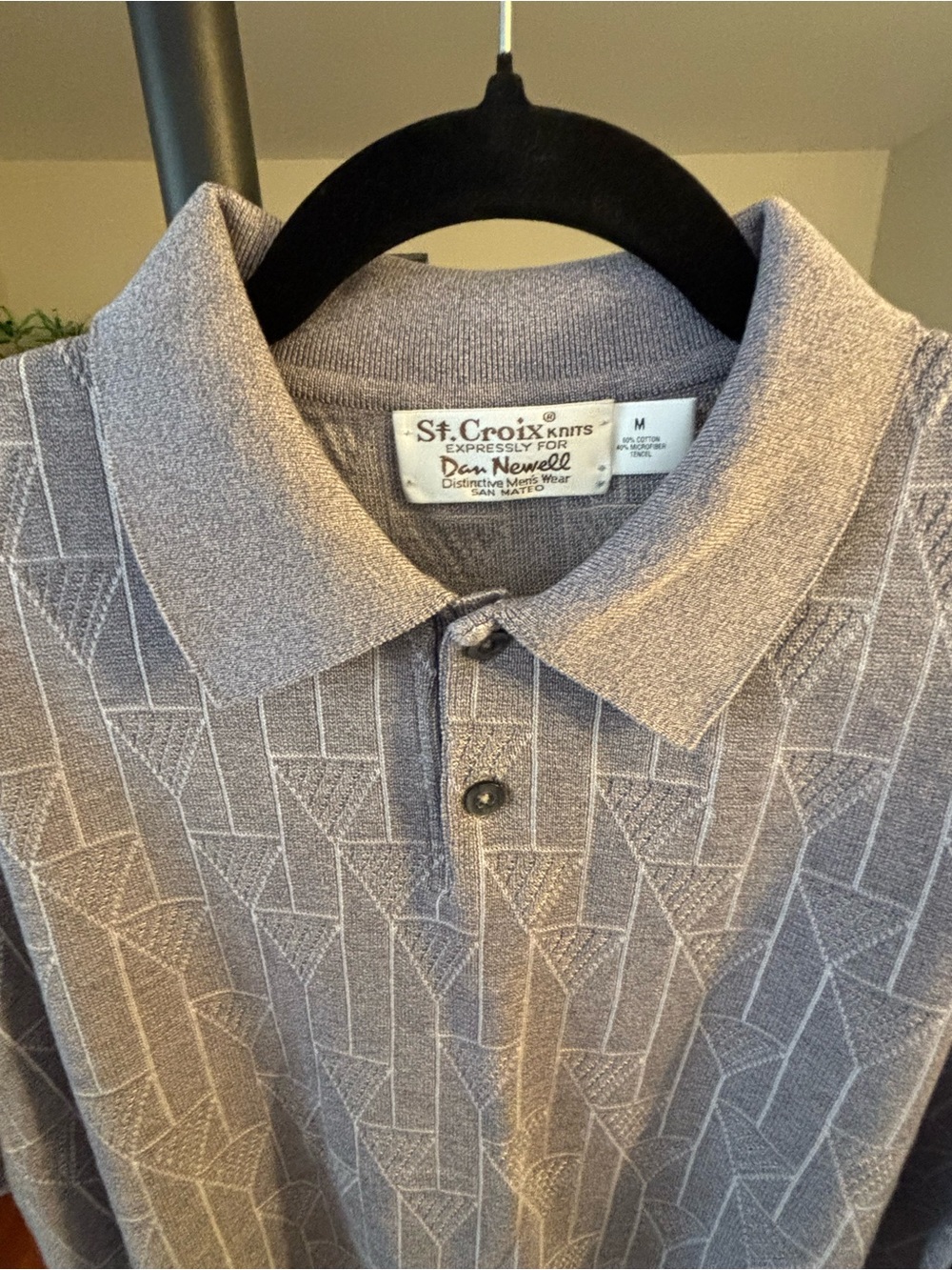 Vintage 80’s Dan Newell Men's Lavender Gray Polo Shirt Saint Croix knits